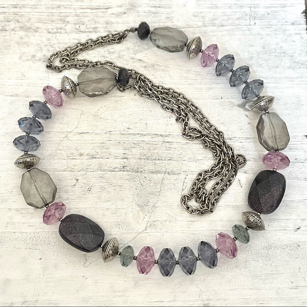 Jones New York Long purple beaded necklace